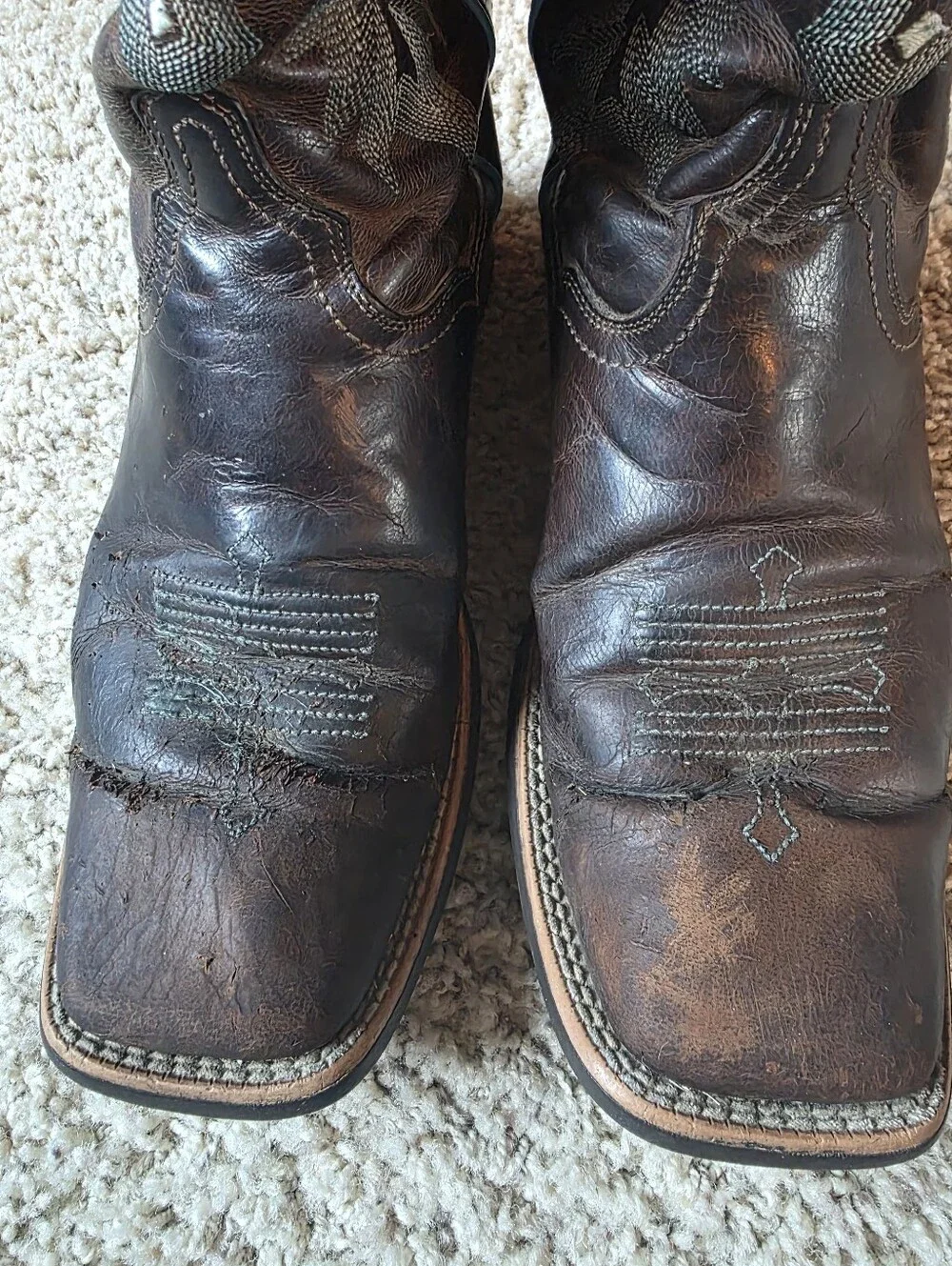 Ariat 10008017 Western Brown Turquoise Leather Boots Square Toe Women's 10B